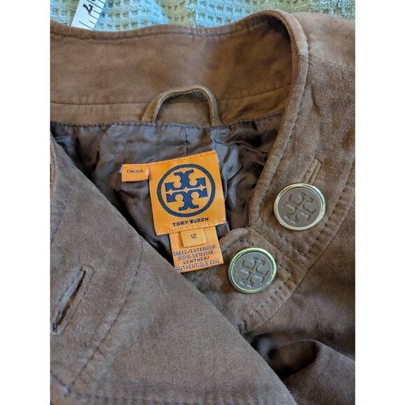 Tory Burch Women's Size 12 Genuine Leather Multi Buttoned Gold Enamel Jacket - Picture 6 of 6